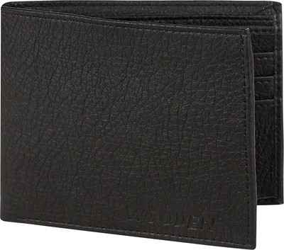 

Wooden Men Formal Black Genuine Leather Wallet(4 Card Slots)
