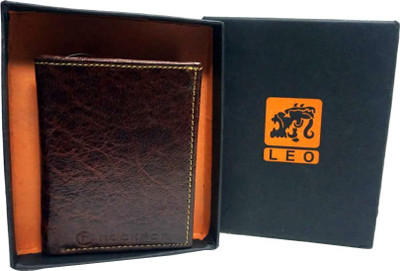 

Leo Men Casual Brown Genuine Leather Wallet(8 Card Slots)