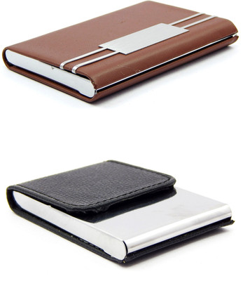 

ELS Men Casual Brown, Black Artificial Leather Card Holder(8 Card Slots), Black;brown