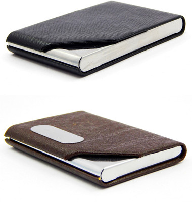 

ELS Men Black, Brown Artificial Leather Card Holder(8 Card Slots)