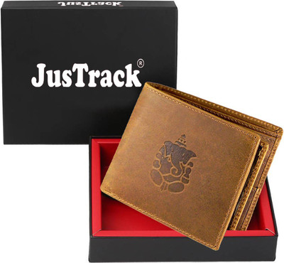JusTrack Men Casual Brown Genuine Leather Wallet(8 Card Slots), Tan