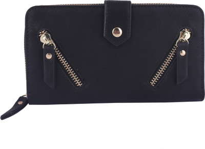

ELLE Women Casual Black Artificial Leather Wallet(11 Card Slots)