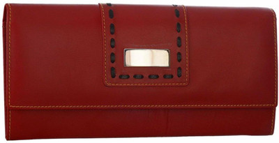 

Leatherman Women Ethnic Red Genuine Leather Wallet(8 Card Slots), Brown