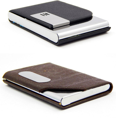 

ELS Men Casual Black, Brown Artificial Leather Card Holder(8 Card Slots)