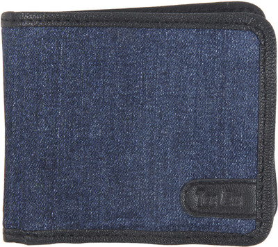

Tee Ess Men Casual Blue, Black Denim, Genuine Leather Wallet(3 Card Slots), Black leather;blue denim