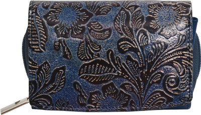 

FT Women Evening/Party Blue Genuine Leather Wallet(8 Card Slots)