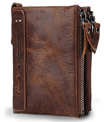 admetus Men Casual Brown Genuine Leather Wallet(14 Card Slots)