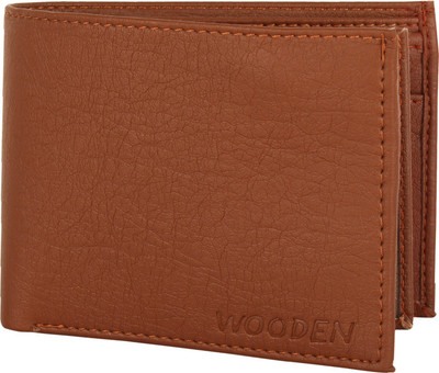 

Wooden Men Casual Tan Genuine Leather Wallet(4 Card Slots)