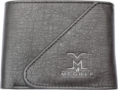

megrek Men Formal Grey Artificial Leather Wallet(4 Card Slots), Black