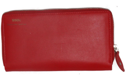 

ssol Women Casual Red Genuine Leather Wallet(12 Card Slots), 01