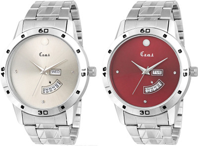 

CZAS 8024 Red & White Combo Day & Date Display Watch Watch - For Men