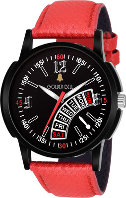 

Golden Bell 475GB Original Black Dial Red Leather Strap Analog Watch - For Men