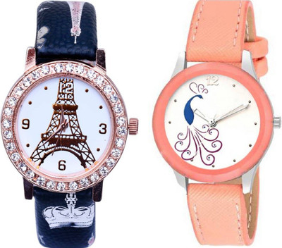 

TRUE KART ALK_103236 New Stylish Peacock Diamond Studded Leather Belt Watch - For Girls