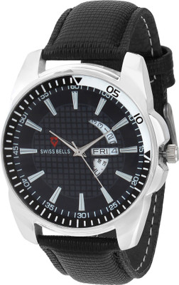 

Svviss Bells PSB-982 Original Black Dial Black Leather Strap Day and Date Multifunction Chronograph Wrist Watch - For Men