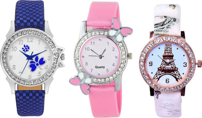 

TRUE KART NEW LOOK Stylish Eiffel Tower & butterfly Printed Dial Leather Belt Combo 103244 Watch - For Women