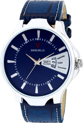 

Svviss Bells 1039SB Original Blue Dial Blue Leather Strap Day and Date Multifunction Chronograph Wrist Watch - For Men