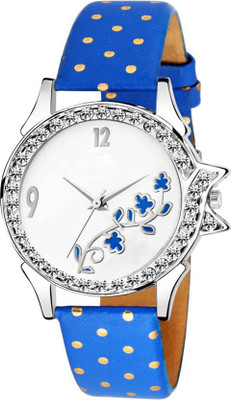 

spike stylish blue leather strap Watch - For Women
