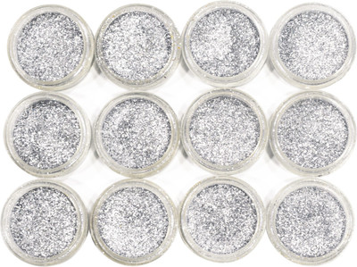 

AsianHobbyCrafts Glitter Sparkle Powder: Pack of 12 pcs : 7 g Each:(Silver)