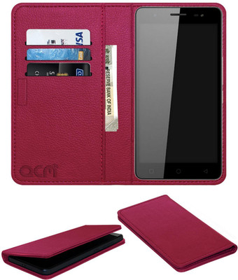 ACM Flip Cover for Micromax Canvas Juice Q461(Pink, Cases with Holder, Pack of: 1)
