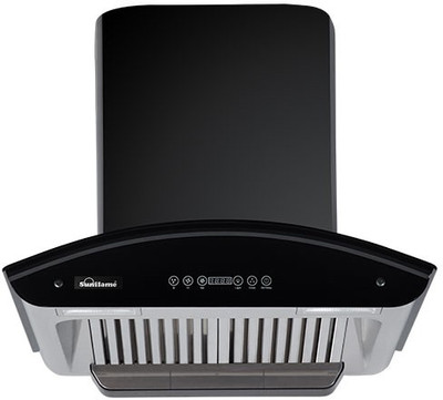 Sunflame Autoclean Chimney Amaze 60 DX Titanium Jet Black Finish 1100m3/hr 60cm Wall Mounted Chimney(Black, Silver 1100 CMH)