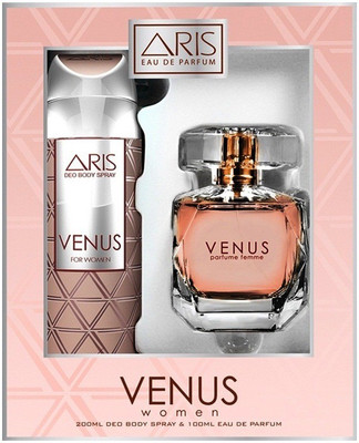 

Aris VENUS WOMEN EAU DE PARFUM 100ML + VENUS WOMEN DEODORANT BODY SPRAY 200ML(Set of 2)