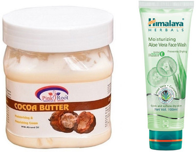 

Pink Root COCOA BUTTER CREAM 500ML WITH ALOE VERA FACE WASH(Set of 2)