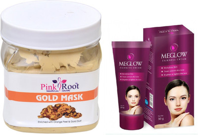 

Pink Root GOLD MASK 500ML WITH MEGLOW WOMEN FAIRNESS CREAM(Set of 2)