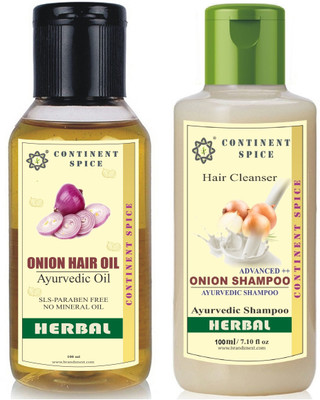 

Continent Spice Onion Shampoo 100 ml + Onion Hair Oil 100 ml(Set of 2)