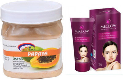 

Pink Root PAPAYA SCRUB 500ML WITH MEGLOW WOMEN FAIRNESS CREAM(Set of 2)