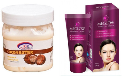 

Pink Root COCOA BUTTER CREAM 500ML WITH MEGLOW WOMEN FAIRNESS CREAM(Set of 2)