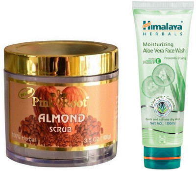 

Pink Root ALMOND SCRUB 100G WITH ALOE VERA FACE WASH(Set of 2)