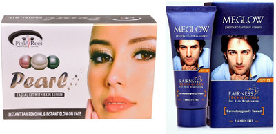 

Pink Root PEARL KIT 83G WITH MEGLOW MEN FAIRNESS CREAM (SPF-15)(Set of 2)