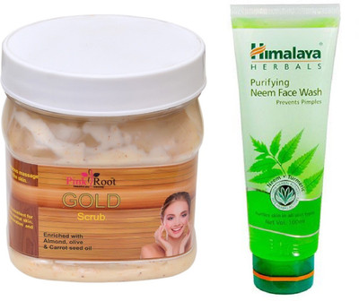 

Pink Root GOLD SCRUB 500ML WITH HIMALAYA NEEM FACE WASH(Set of 2)