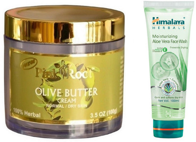

Pink Root OLIVE BUTTER CREAM 100G WITH ALOE VERA FACE WASH(Set of 2)
