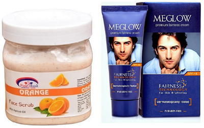 

Pink Root ORANGE SCRUB 500ML WITH MEGLOW MEN FAIRNESS CREAM (SPF-15)(Set of 2)