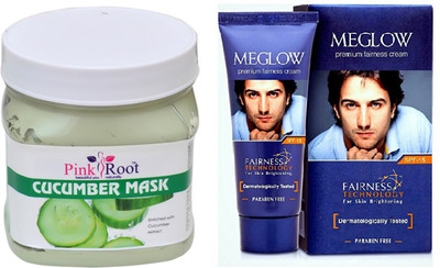 

Pink Root CUCUMBER MASK 500ML WITH MEGLOW MEN FAIRNESS CREAM (SPF-15)(Set of 2)