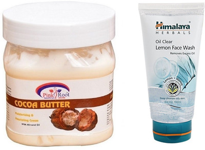 

Pink Root COCOA BUTTER CREAM 500ML WITH HIMALAYA LEMON FACE WASH(Set of 2)