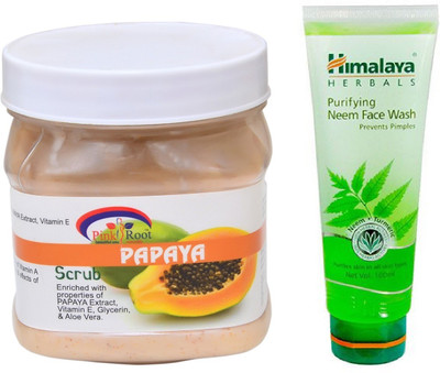 

Pink Root PAPAYA SCRUB 500ML WITH HIMALAYA NEEM FACE WASH(Set of 2)