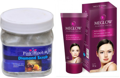 

Pink Root DIAMOND SCRUB 500ML WITH MEGLOW WOMEN FAIRNESS CREAM(Set of 2)