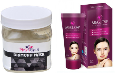 

Pink Root DIAMOND MASK 500ML WITH MEGLOW WOMEN FAIRNESS CREAM(Set of 2)