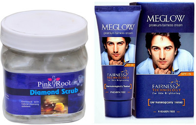 

Pink Root DIAMOND SCRUB 500ML WITH MEGLOW MEN FAIRNESS CREAM (SPF-15)(Set of 2)