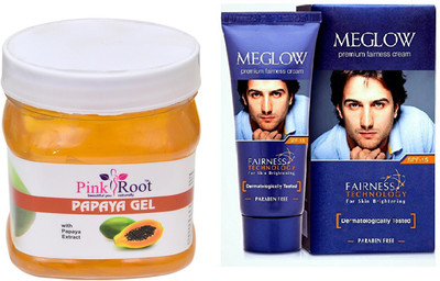 

Pink Root PAPAYA GEL 500ML WITH MEGLOW MEN FAIRNESS CREAM (SPF-15)(Set of 2)
