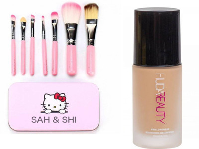 

Sah&Shi Makeup Brushes set of 7 with Waterproof Foundation Primer 3oml For Fair Skin(Set of 2)
