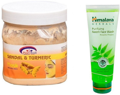 

Pink Root SANDAL MASK 500ML WITH HIMALAYA NEEM FACE WASH(Set of 2)