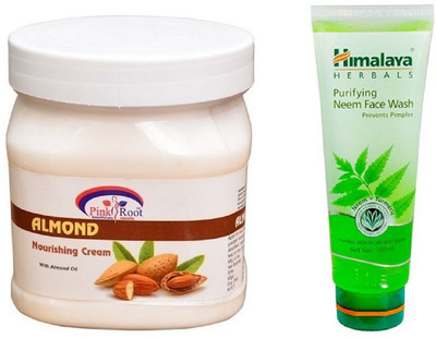 

Pink Root ALMOND CREAM 500ML WITH HIMALAYA NEEM FACE WASH(Set of 2)