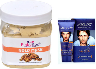 

Pink Root GOLD MASK 500ML WITH MEGLOW MEN FAIRNESS CREAM (SPF-15)(Set of 2)