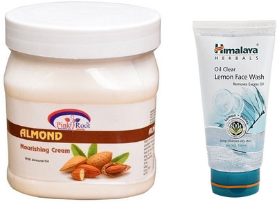 

Pink Root ALMOND CREAM 500ML WITH HIMALAYA LEMON FACE WASH(Set of 2)