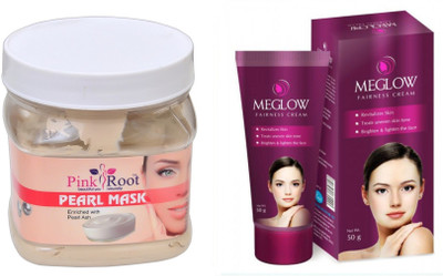 

Pink Root PEARL MASK 500ML WITH MEGLOW WOMEN FAIRNESS CREAM(Set of 2)