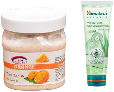 

Pink Root ORANGE SCRUB 500ML WITH ALOE VERA FACE WASH(Set of 2)