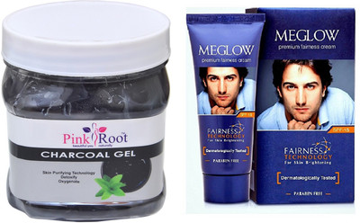 

Pink Root CHARCOAL GEL 500ML WITH MEGLOW MEN FAIRNESS CREAM (SPF-15)(Set of 2)